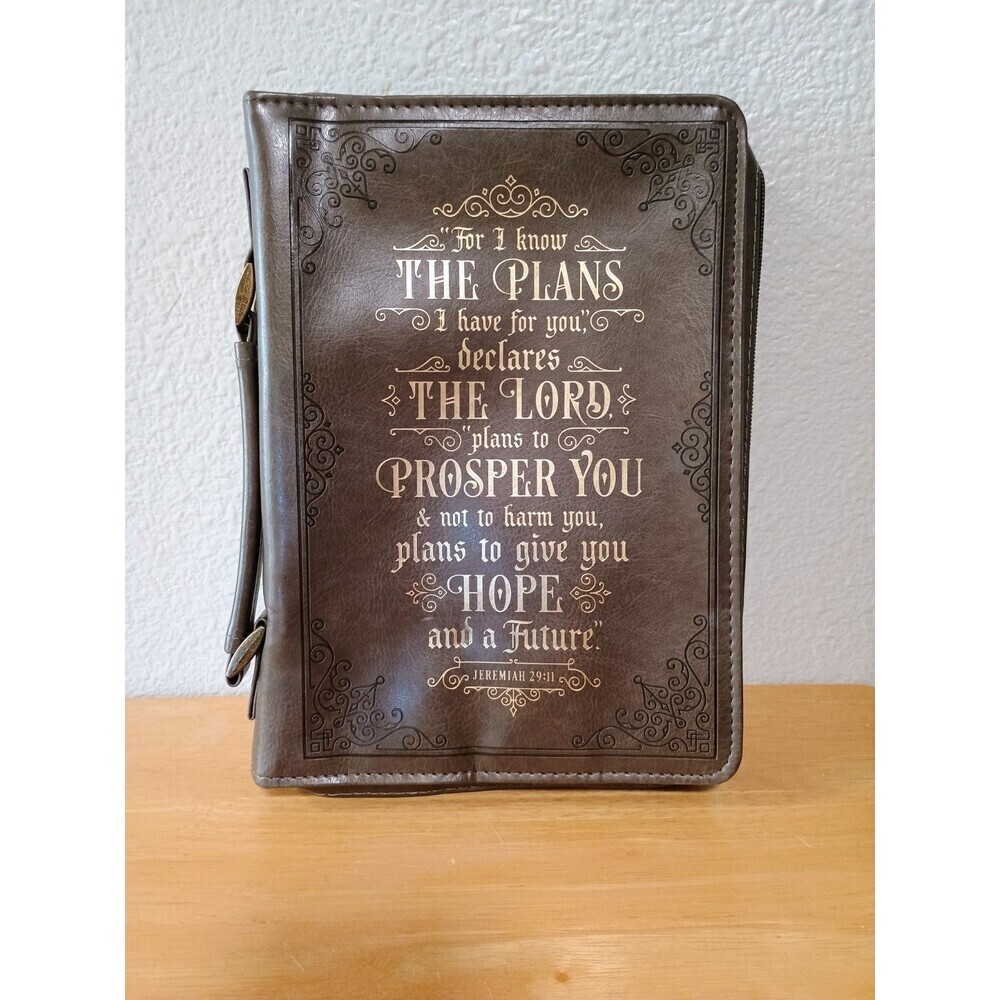 Brown/Chocolate Leather Bible Cover Case Verse Jeremiah 29:11